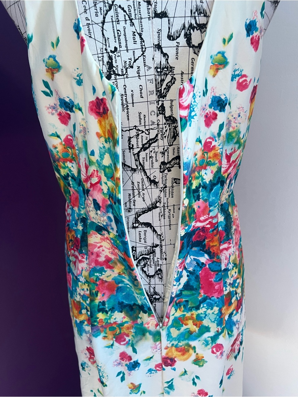 Maeve Cream Midi Dress with Teal, Pink & Orange Floral Print - Picture 10 of 13